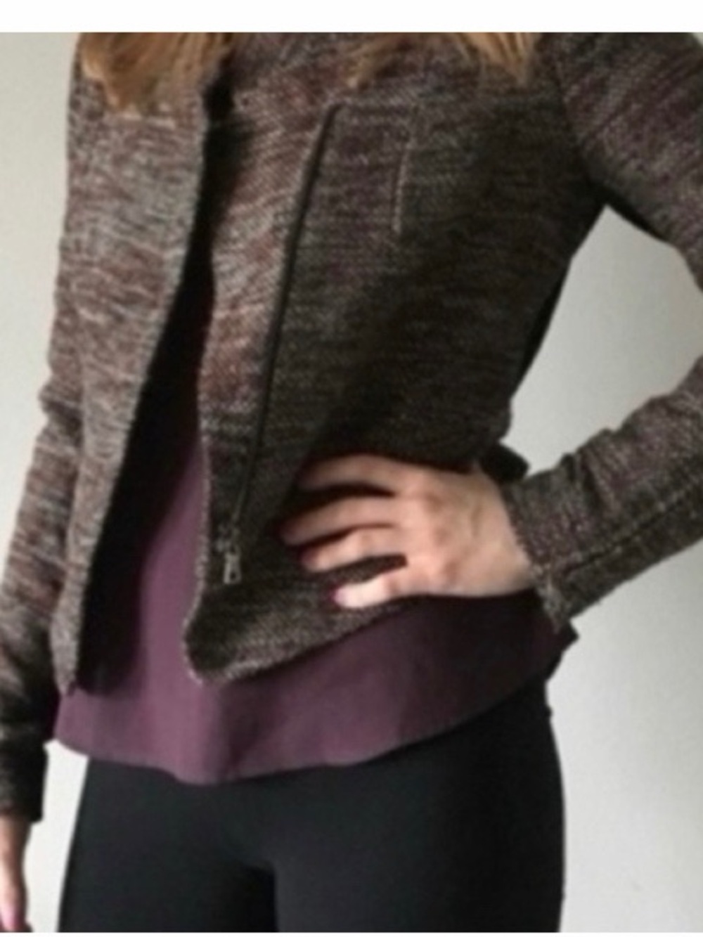 Ann Taylor Tweed Cropped‎ Moto Jacket